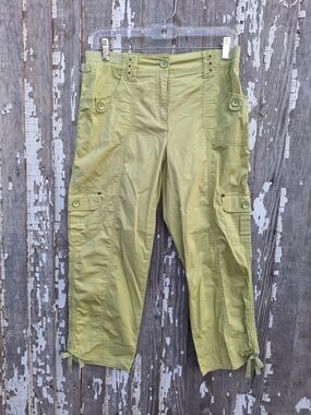 Chico's Light Green Cropped Cargo Pants Amelia Size 00 2 NWT